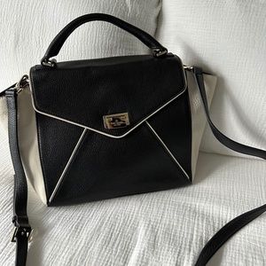 Kate Spade Black Cream Leather Satchel Bag